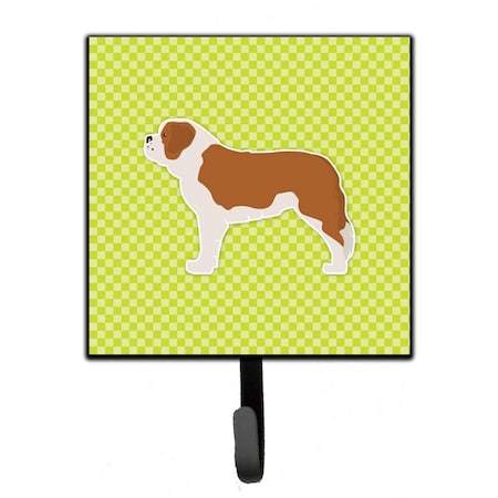 Carolines Treasures Saint Bernard Checkerboard Green Leash or Key Holder BB3876SH4